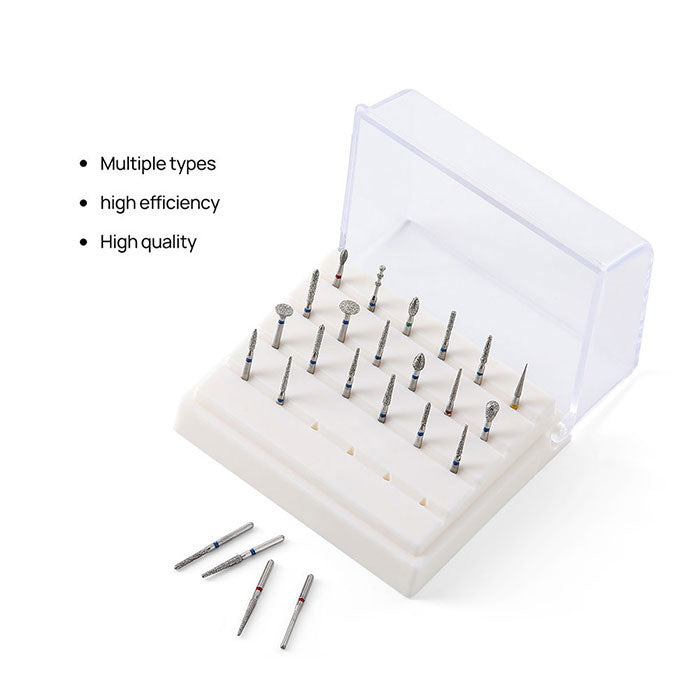 Dental Diamond Burs Set For High Speed Handpiece 24pcs/Kit and 24 Hole Burs Box - azdentall.com