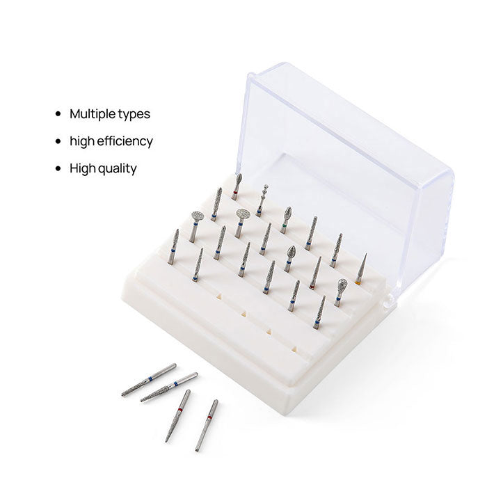 Dental Diamond Burs Set For High Speed Handpiece 24pcs/Kit and 24 Hole Burs Box - azdentall.com