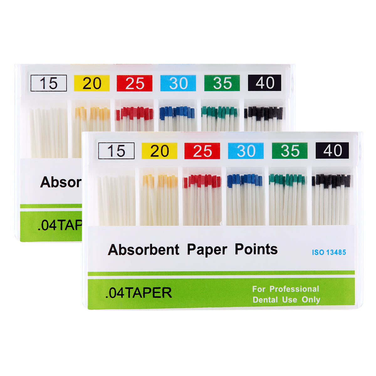 2 Boxes Absorbent Paper Points #15-40 Taper Size 0.04 Color Coded 100/Box - azdentall.com