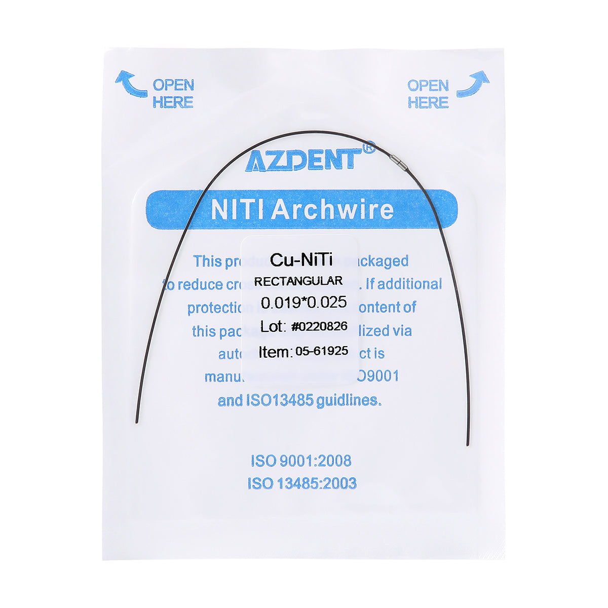 AZDENT Dental Copper Cu-NiTi Arch Wire Rectangular 35˚ Super Elastic With Stops Preformed Full Sizes 1pcs/Pack - azdentall.com