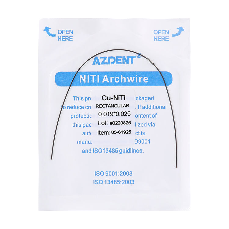 AZDENT Dental Copper Cu-NiTi Arch Wire Rectangular 35˚ Super Elastic With Stops Preformed Full Sizes 1pcs/Pack - azdentall.com