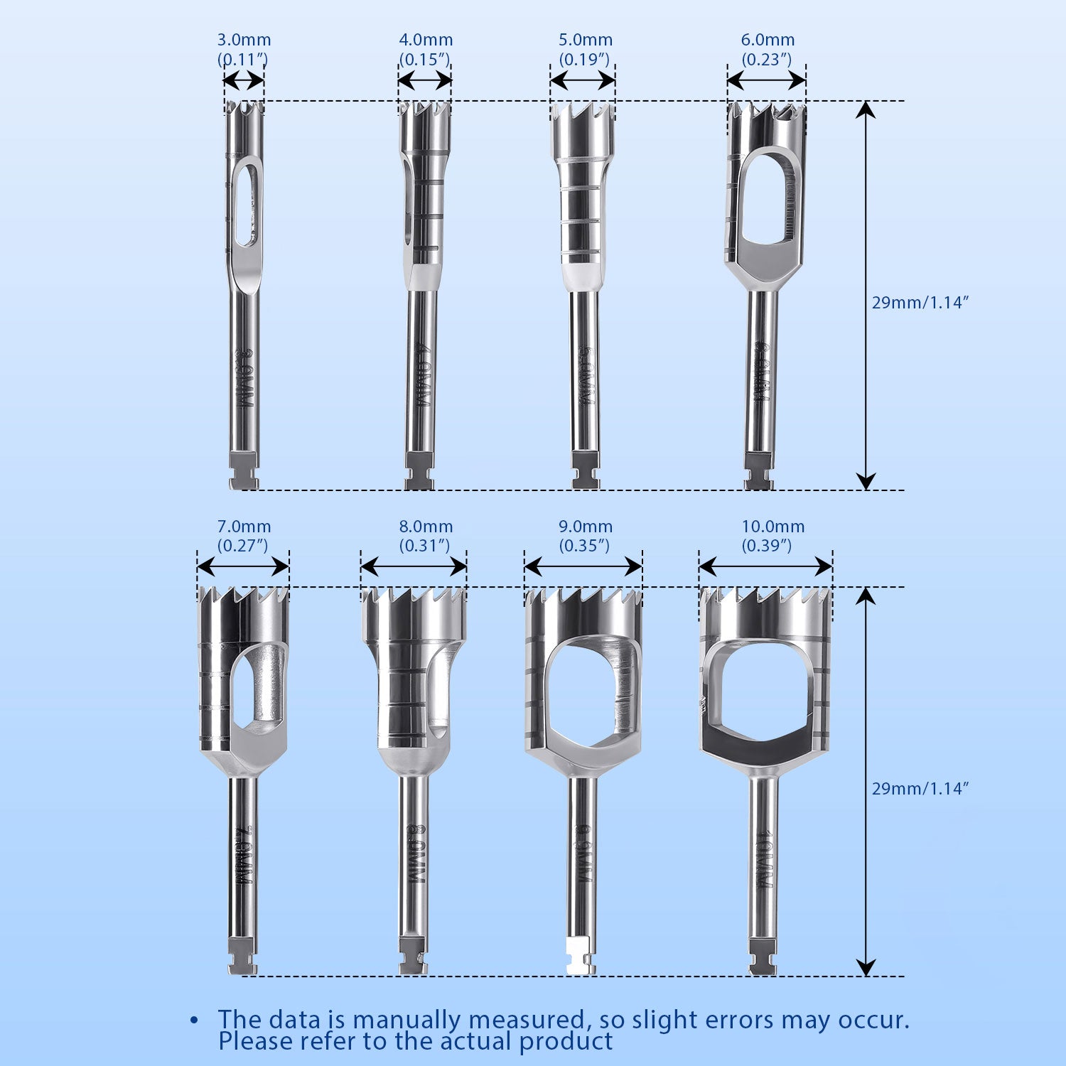 Dental Implant Bone Trephine Drill Surgical Instrument Short Type 8pcs/Set - azdentall.com