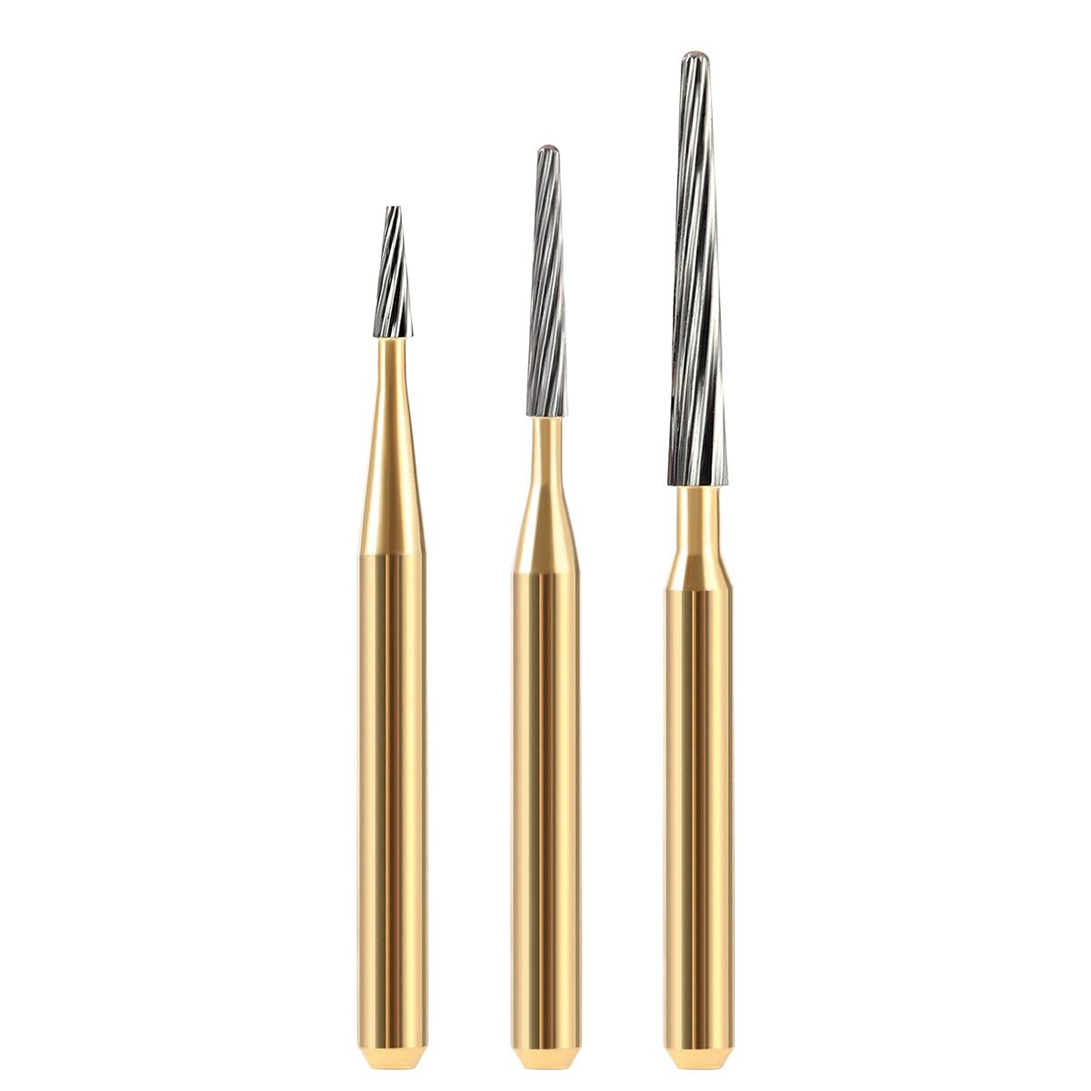 Dental FG Tungsten Carbide Burs Trimming & Finishing Taper Fissure 12 Fluted 5pcs/Box - azdentall.com