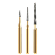 Dental FG Tungsten Carbide Burs Trimming & Finishing Taper Fissure 12 Fluted 5pcs/Box - azdentall.com