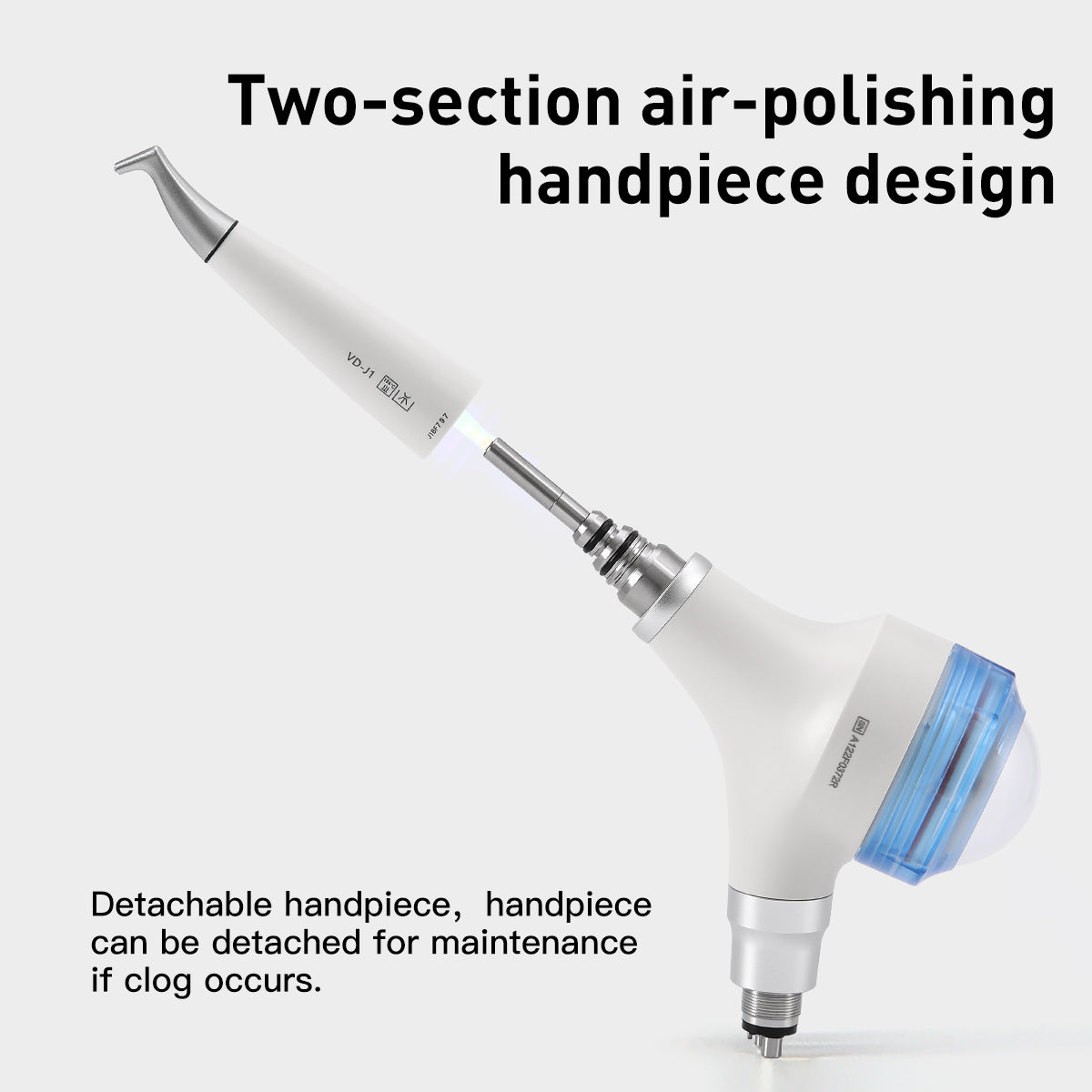 AZDENT Dental Air Polisher Prophy Teeth Whitening A1 Detachable 360° Rotating Handpiece 4 Holes