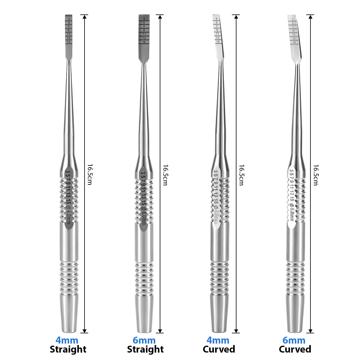 Dental Implant Surgery Splitting Bone Chisel Set Curved Straight 4pcs/Set - azdentall.com