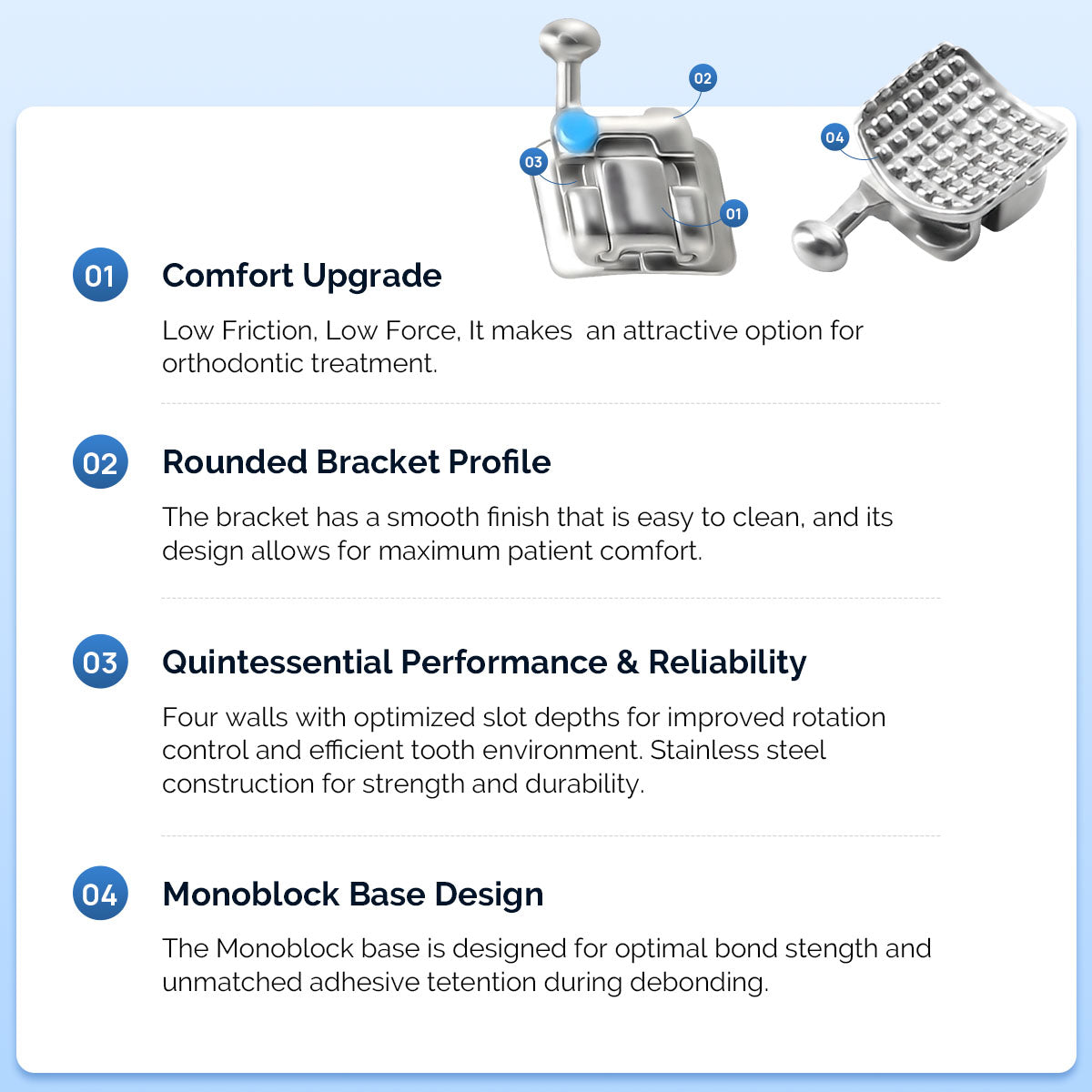 Dental Metal Self Ligating Monoblock Bracket Roth/MBT .022 Hooks 345 20Pcs/Box - azdentall.com