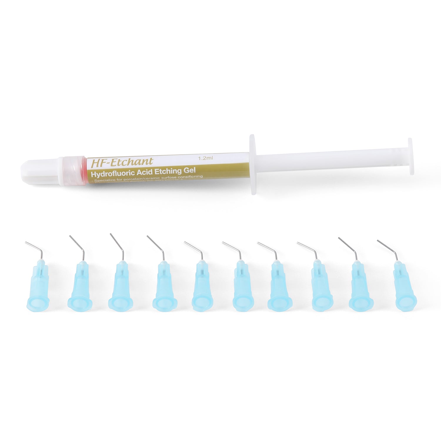 Dental Porcelain Etching Gel 9% Hydrofluoric Acid HF Etchant 1.2ml*1 Syringe & 10 Dispensing tips - azdentall.com