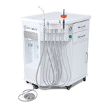 Portable Dental Side Delivery Unit Cabinet Type P212 High Suction 4 Hole w/ Woodpecker Curing Light and Scaler & Air Compressor - azdentall.com