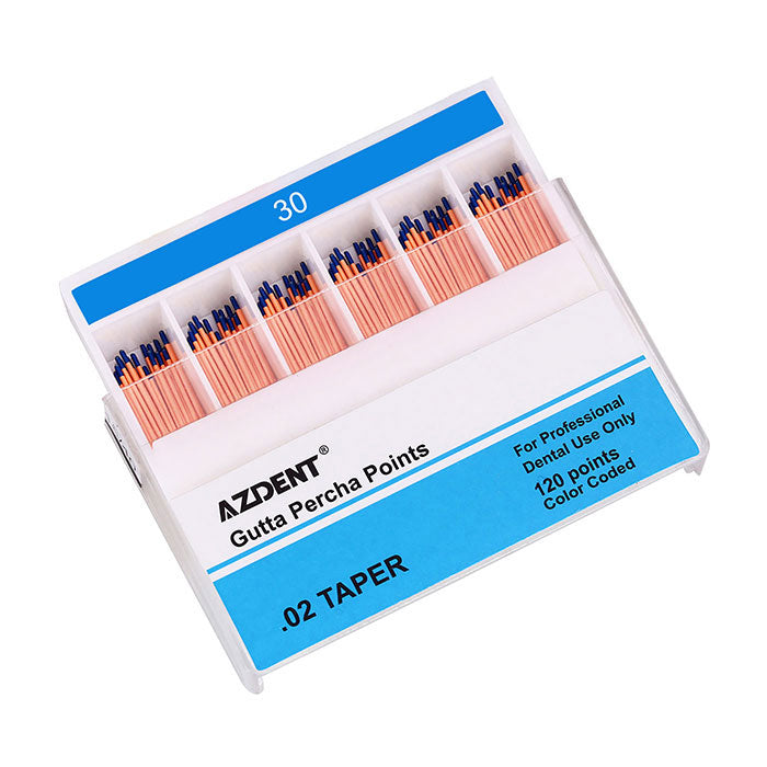 AZDENT Gutta Percha Points Assorted #30 Taper Size 0.02 Color Coded 120/Box - azdentall.com