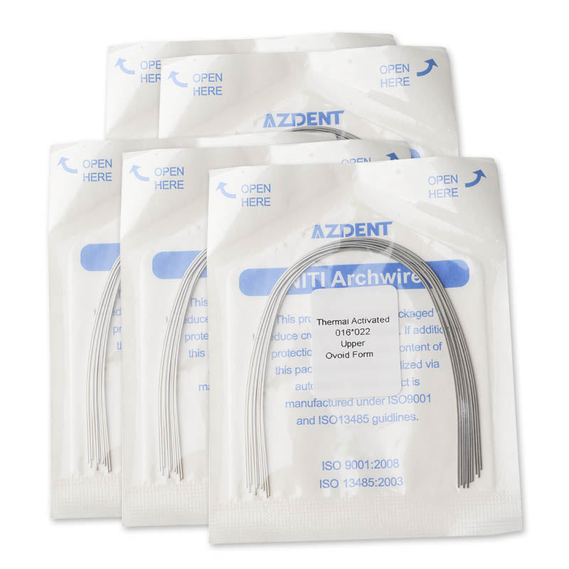 5 Bags AZDENT Thermal Active NiTi Archwire Ovoid Form Rectangular 0.016 x 0.022 Upper 10pcs/Pack - azdentall.com