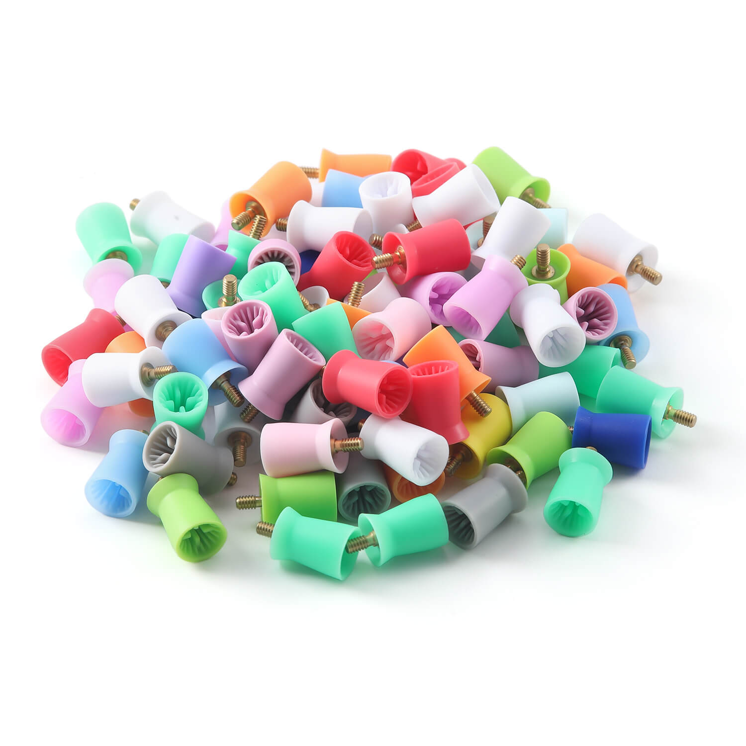 AZDENT Dental Rubber Screw Polishing Cup Soft/Hard Brushes RA2.35mm 100pcs/Box - azdentall.com