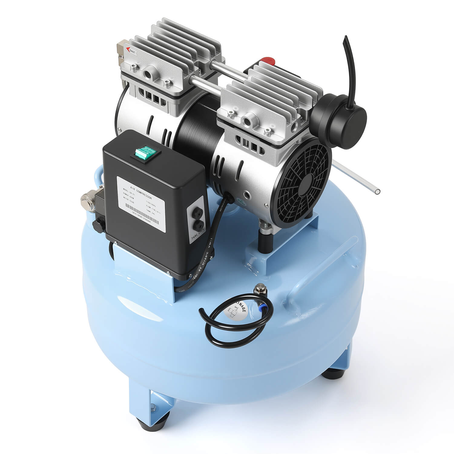 Dental Silent Oil Free Oilless Air Compressor 24L 600W 118L/min for 1PC Dental Chair - azdentall.com
