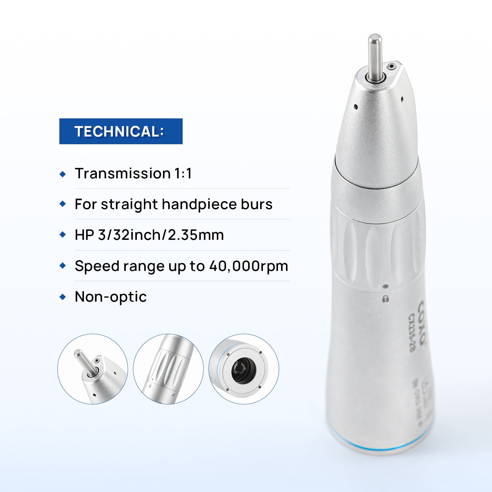 COXO Dental 1:1 Low Speed Electric Handpiece Straight Handpiece - azdentall.com