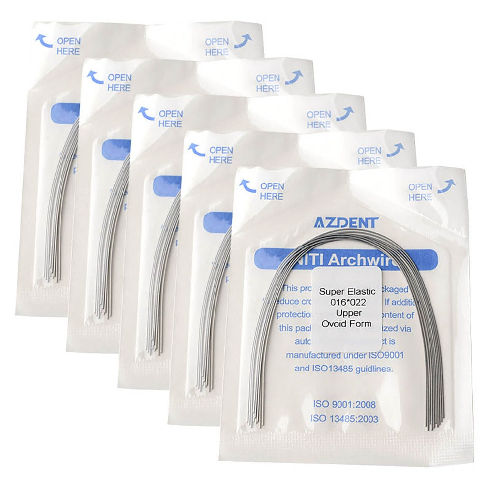 AZDENT Dental Orthodontic Archwires Niti Super Elastic Ovoid Rectangular Full Size 10pcs/Pack - azdentall.com