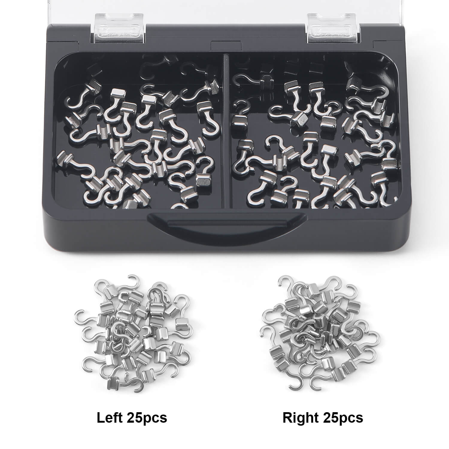 アレックスリムズシルバーONE SIZEベアリングキットALX845D AZDENT Orthodontic Sliding Crimpable Hooks Long Right+Left Curved 50Pc