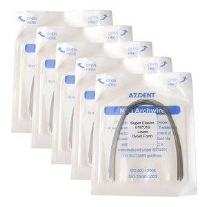 AZDENT Dental Orthodontic Archwires Niti Super Elastic Ovoid Rectangular Full Size 10pcs/Pack - azdentall.com