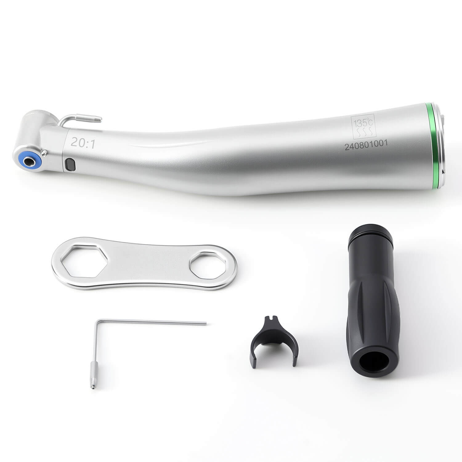 Dental LED Fiber Optic 20:1 Implant Contra Angle Low Speed Handpiece Push Button Stainless Steel Body - azdentall.com