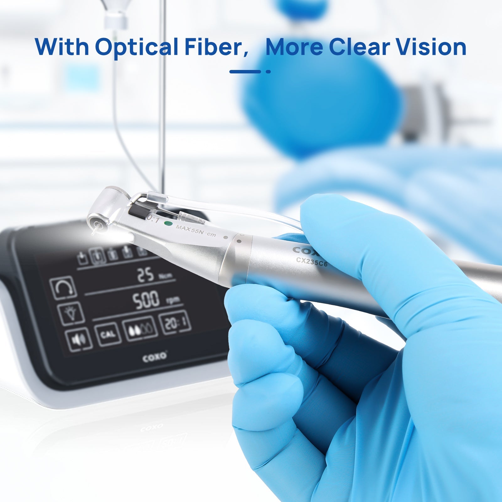 COXO Dental Low Speed Handpiece 20:1 Contra Angle Inner & External Channel For Implant With Fiber Optic CX235C6-22 - azdentall.com