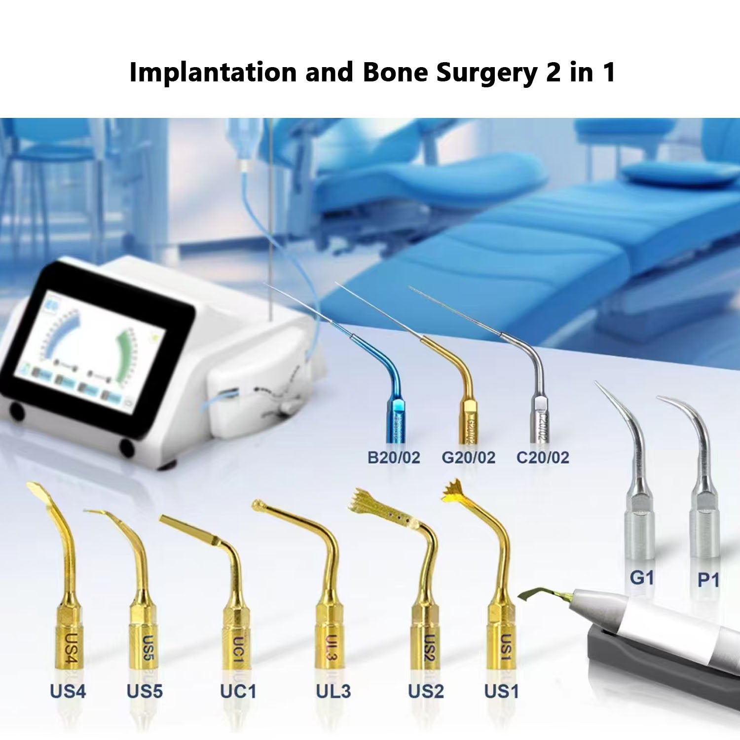 Dental 2 IN 1 Bone Cutter Surgery & Implant Device w/ Piezosurgery Handle and 20:1 LED Contra Angle - azdentall.com