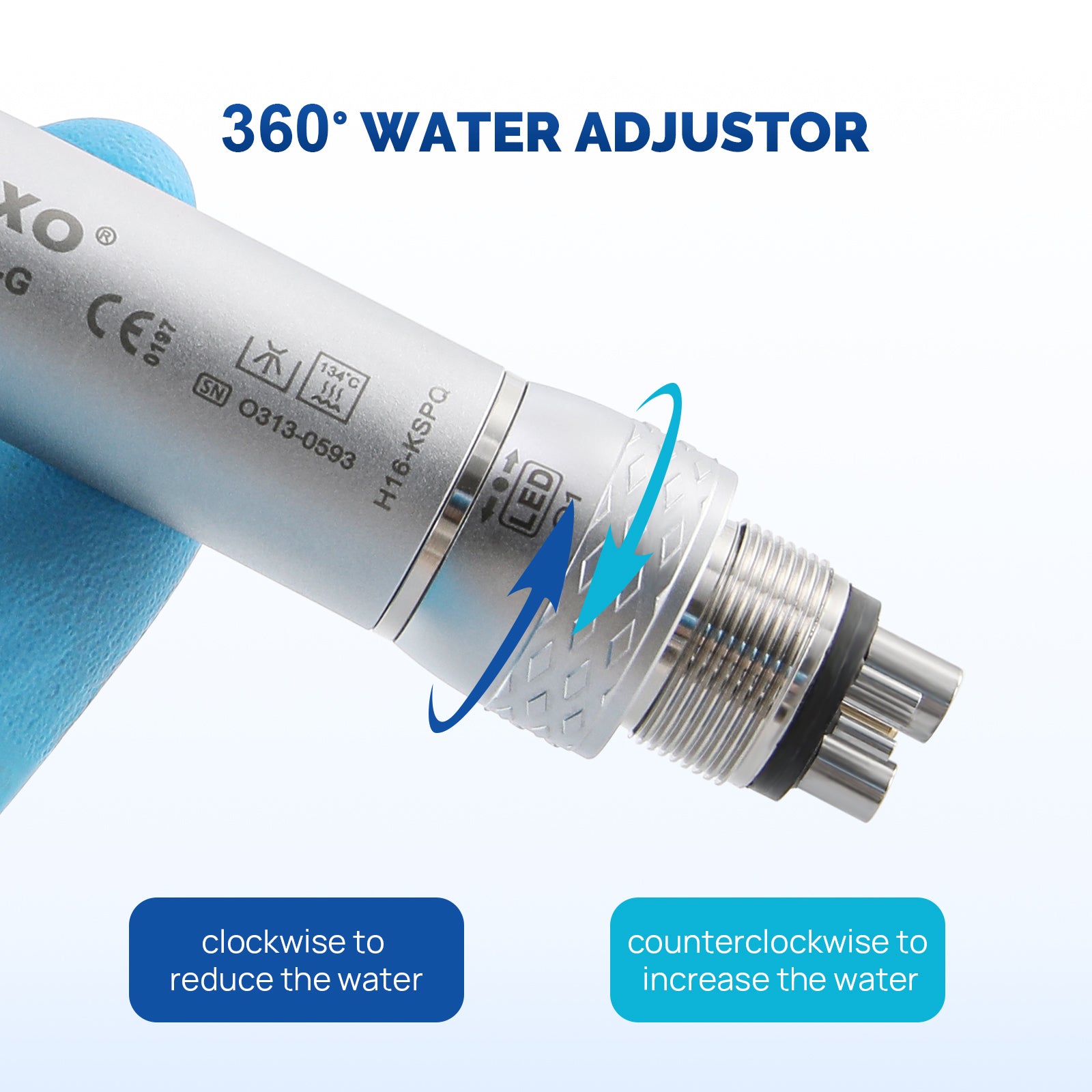 COXO Dental 45° Angle Surgical Handpiece High Speed 4 Hole Rear Exhaust E type COXO Dental 45° Angle Surgical Handpiece High Speed 4 Hole Rear Exhaust E type
