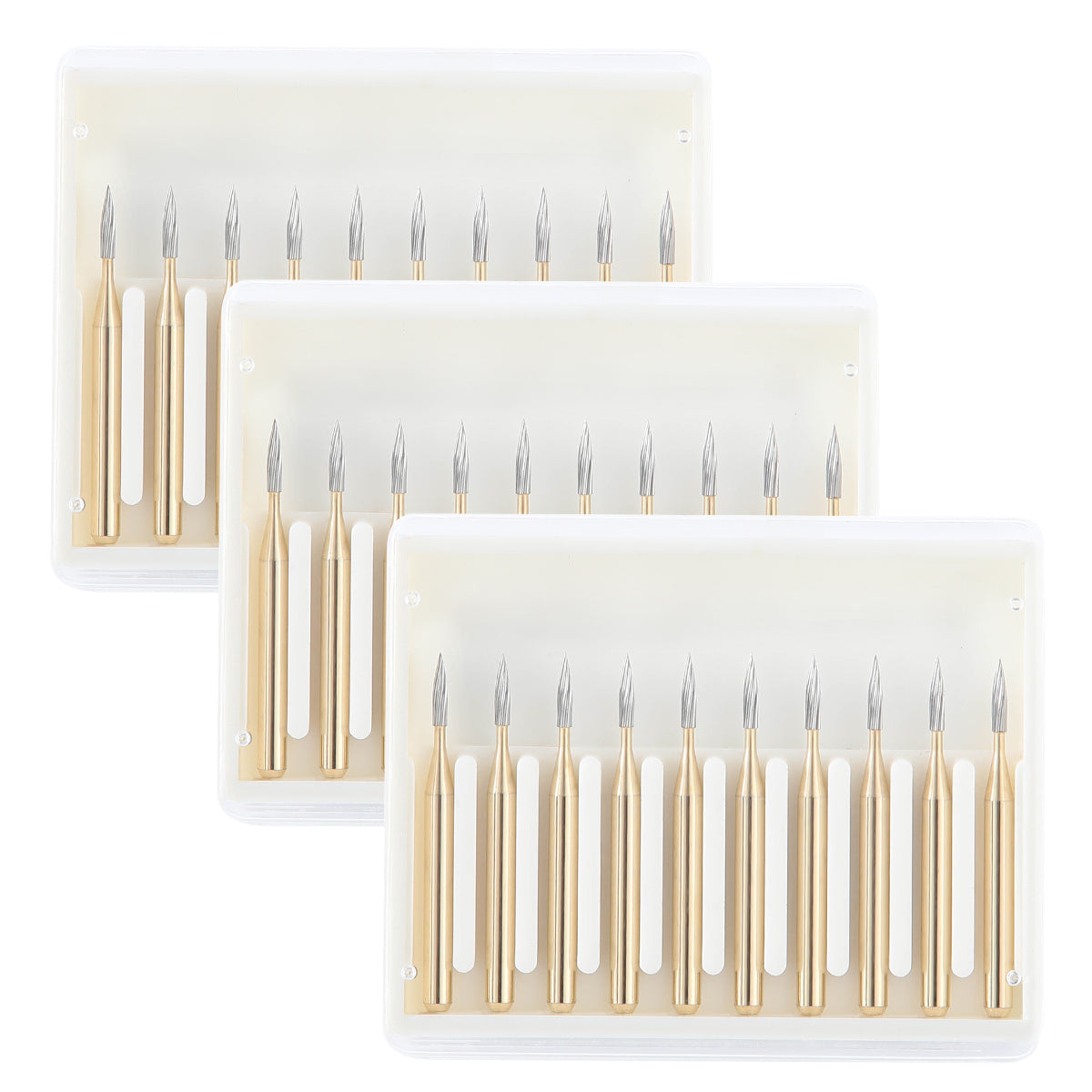 3 Boxes Dental Carbide Burs FG 7901 Needle Shaped Trimming & Finishing 10pcs/Box - azdentall.com