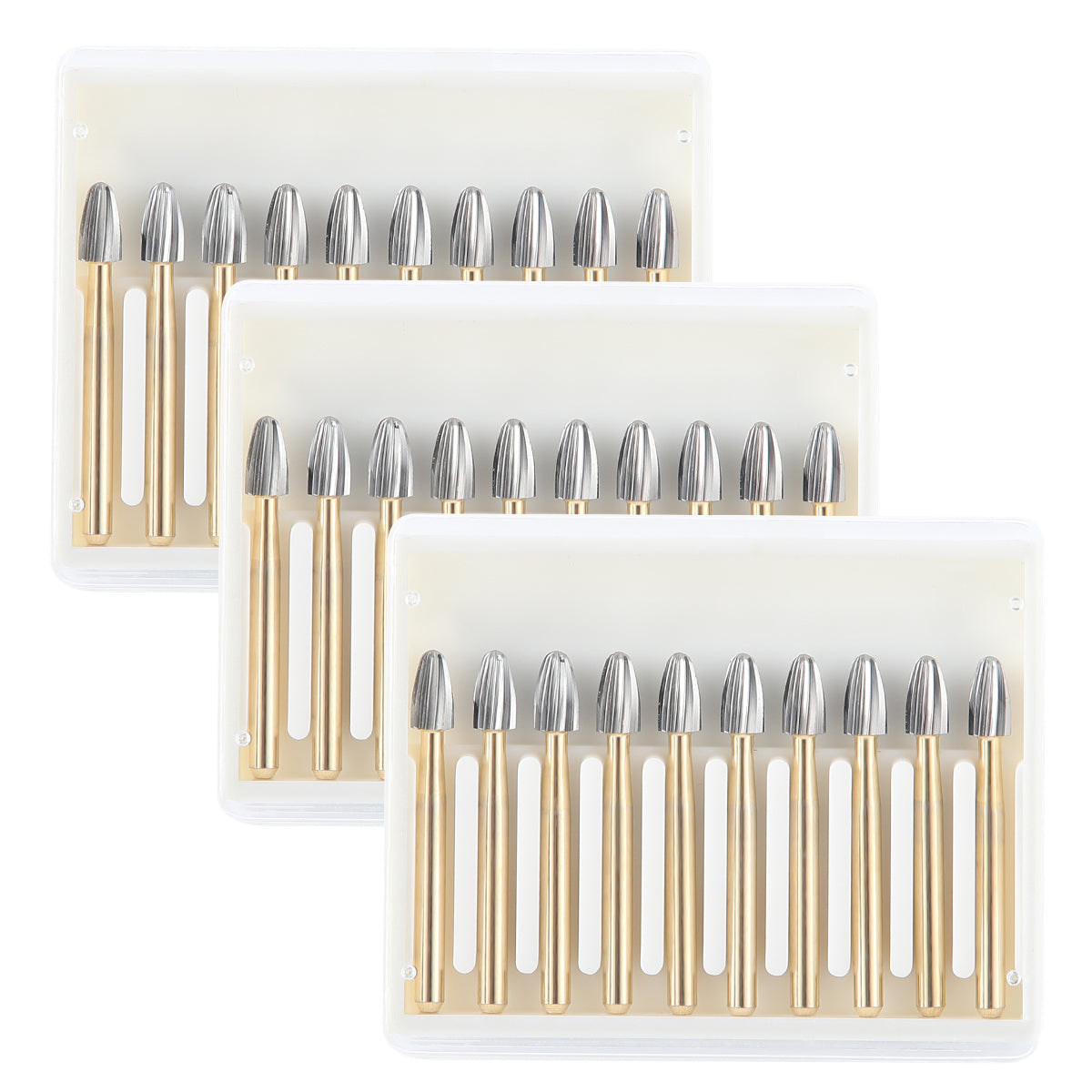 3 Boxes Dental Carbide Burs FG 7408 Egg Shaped Trimming & Finishing 10pcs/Box - azdentall.com