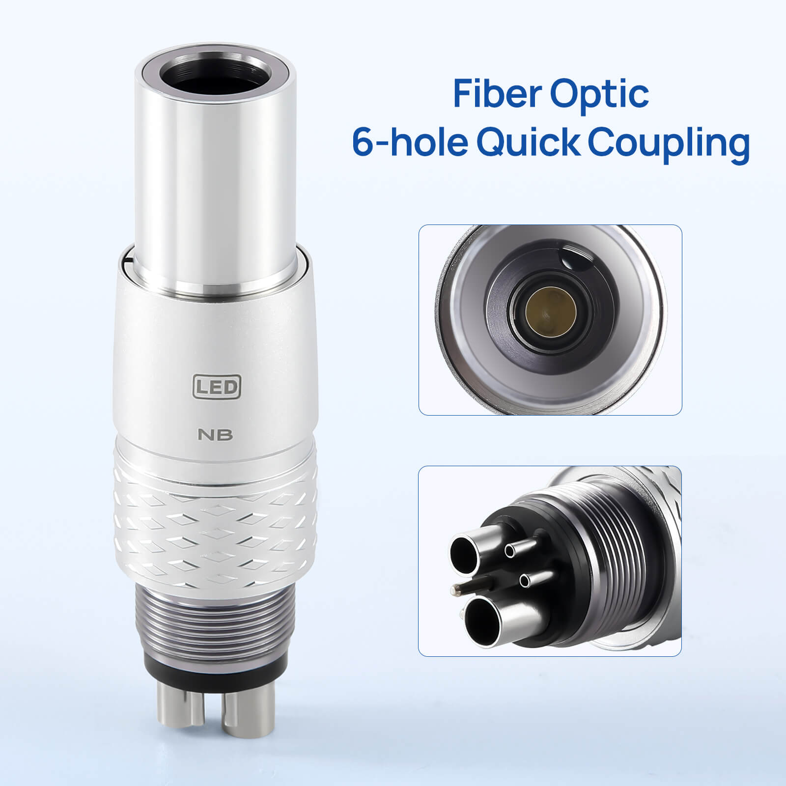 COXO Fiber Optic High Speed Air Turbine Handpiece Standard Head #H16-NSPQ & 6 Holes LED Coupler #229-GN - azdentall.com