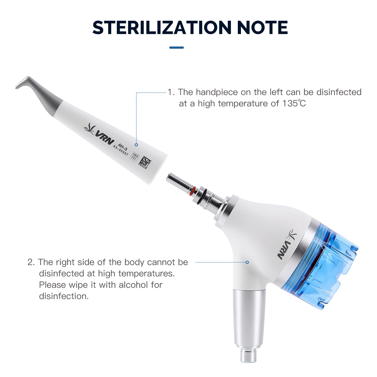 AZDENT Dental Air Polisher Prophy Teeth Whitening A1S Detachable 360° Rotating Handpiece With 4 Holes Quick Coupler - azdentall.com