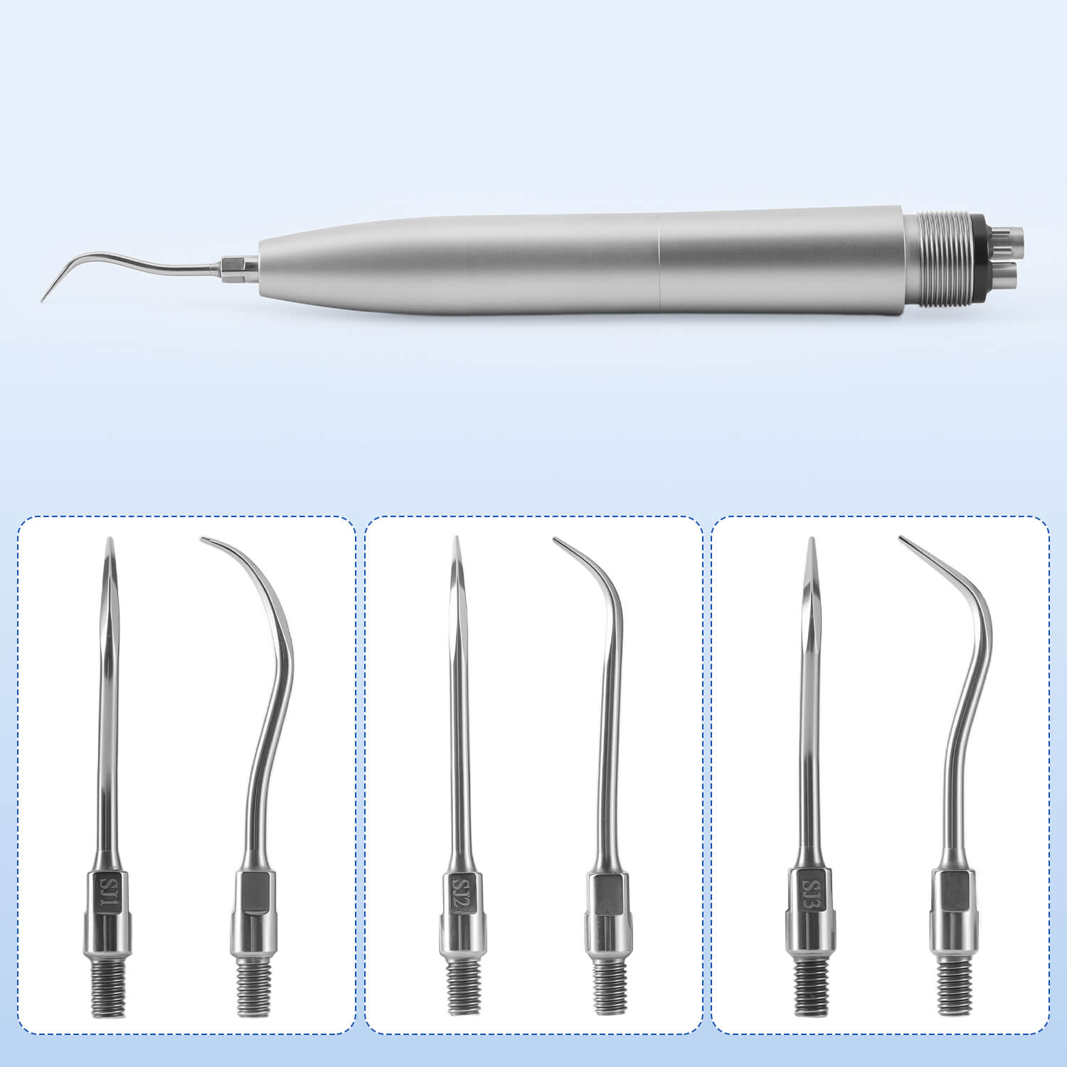 Dental Air Scaler Handpiece Sonic Scaler 4 Holes with SJ1 SJ2 SJ3 Tips - azdentall.com
