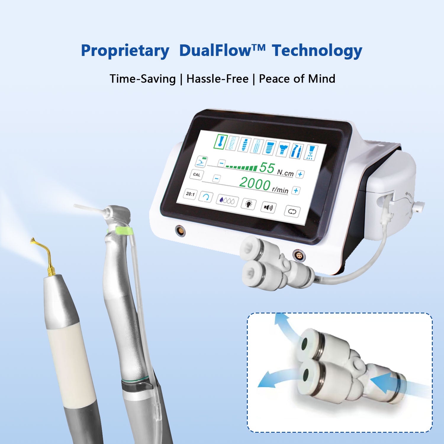 Dental 2 IN 1 Bone Cutter Surgery & Implant Device w/ Piezosurgery Handle and 20:1 LED Contra Angle - azdentall.com