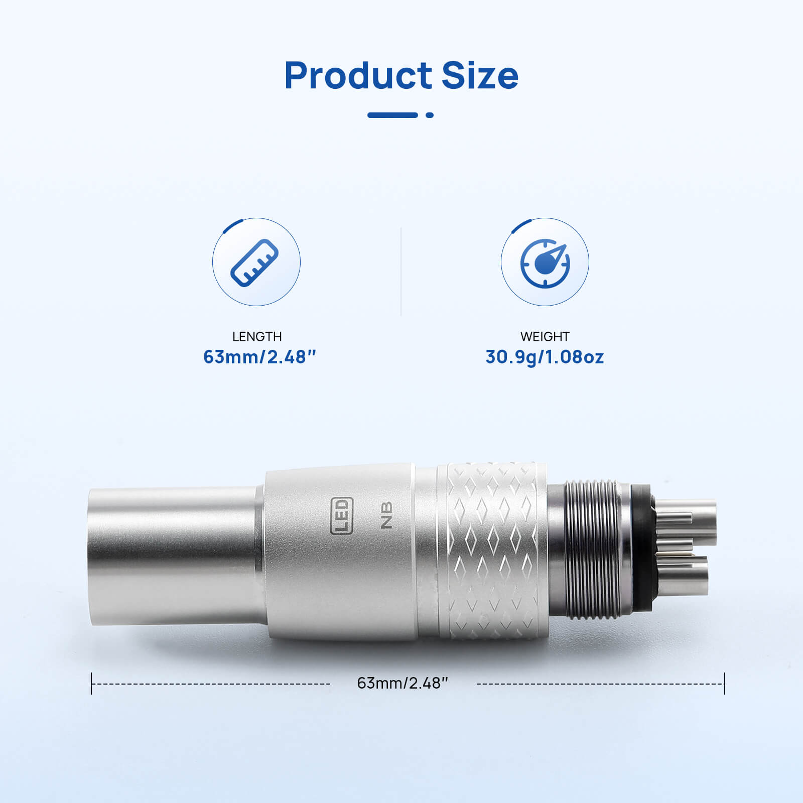 COXO Fiber Optic High Speed Air Turbine Handpiece Standard Head #H16-NSPQ & 6 Holes LED Coupler #229-GN - azdentall.com