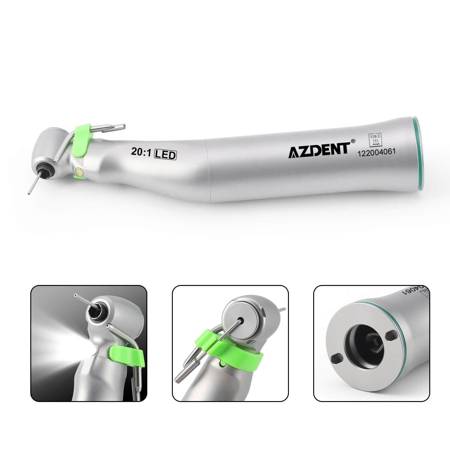 Dental LED E-generator 20:1 Implant Contra Angle Low Speed Handpiece Push Button - azdentall.com