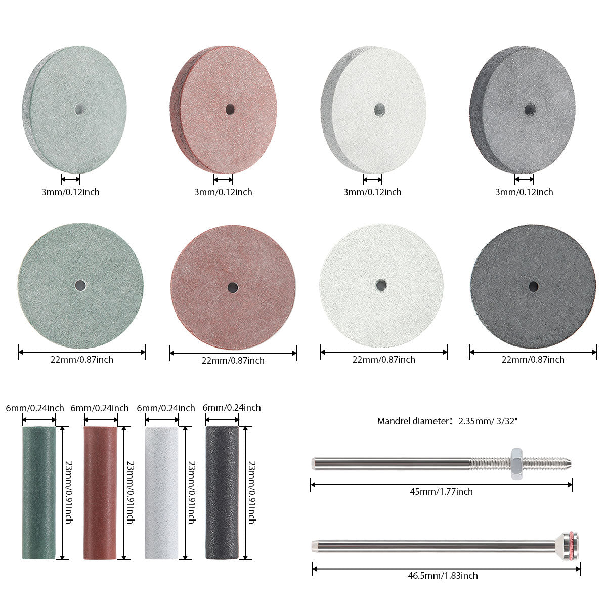 Dental Polishing Wheel Kits Silicone Rubber HP 2.35mm - azdentall.com