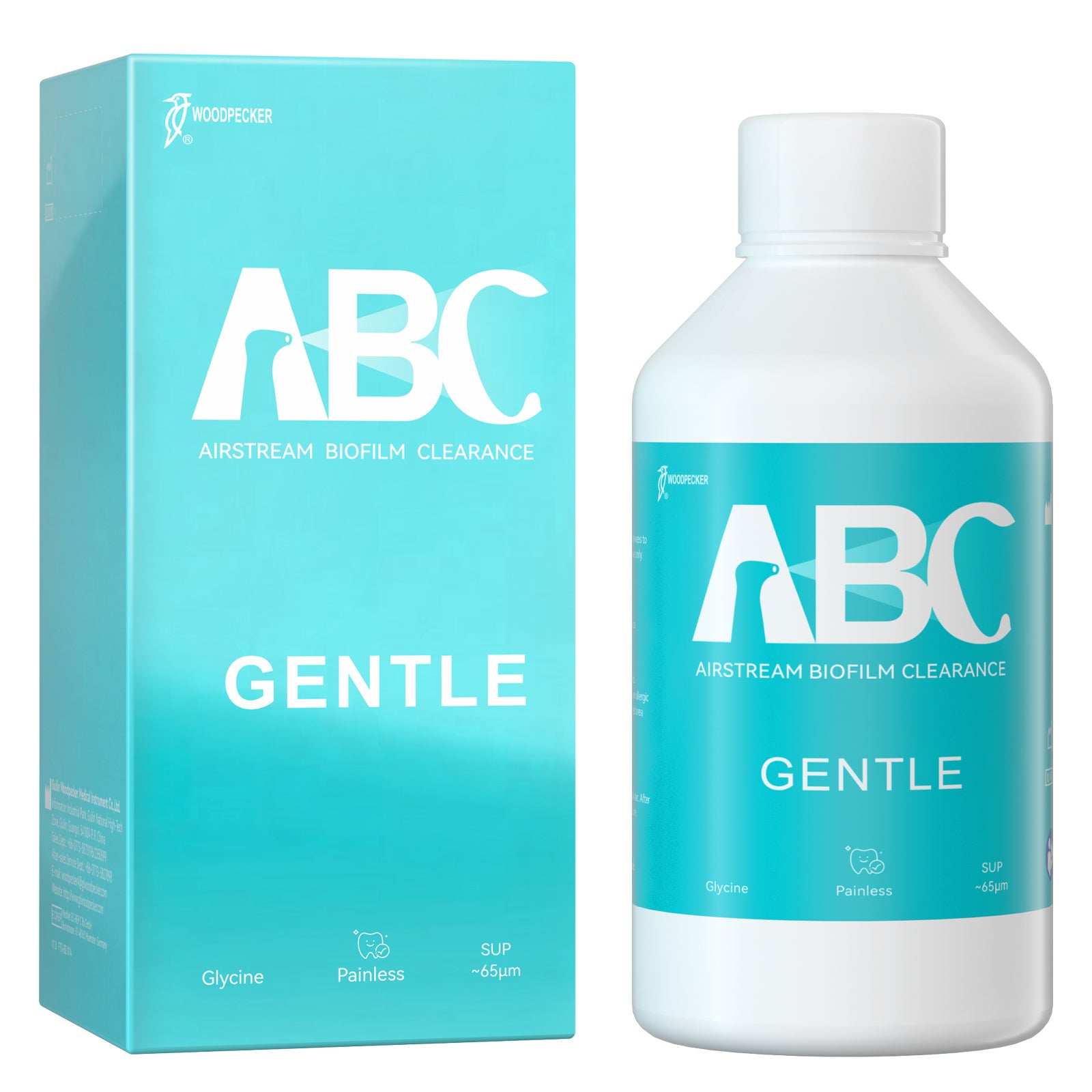 Woodpecker Prophy Air Polisher Prophylaxis Powder 65um Glycine for Supragingival Scaling #GENTLE 4 Bottle/Unit - azdentall.com