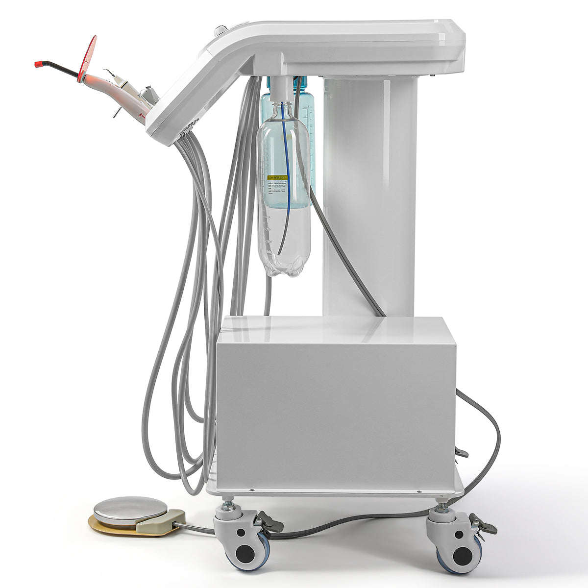 Portable Dental Mobile Cart Delivery Unit 4 Holes with Air Compressor Built-in ultrasonic scaler & Curing light - azdentall.com