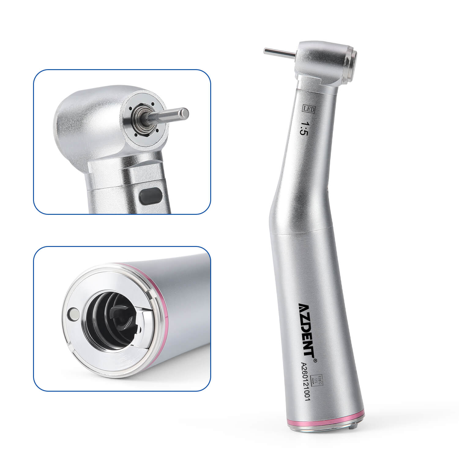 AZDENT Dental 1:5 Fiber Optic Electric Contra Angle Handpiece Internal Four Way Spray Removable Design - azdentall.com