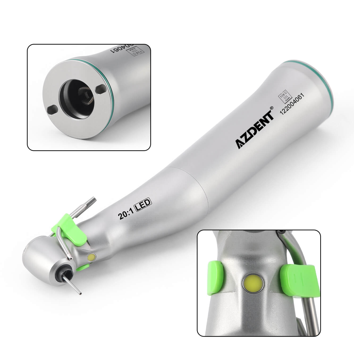 Dental LED E-generator 20:1 Implant Contra Angle Low Speed Handpiece Push Button - azdentall.com