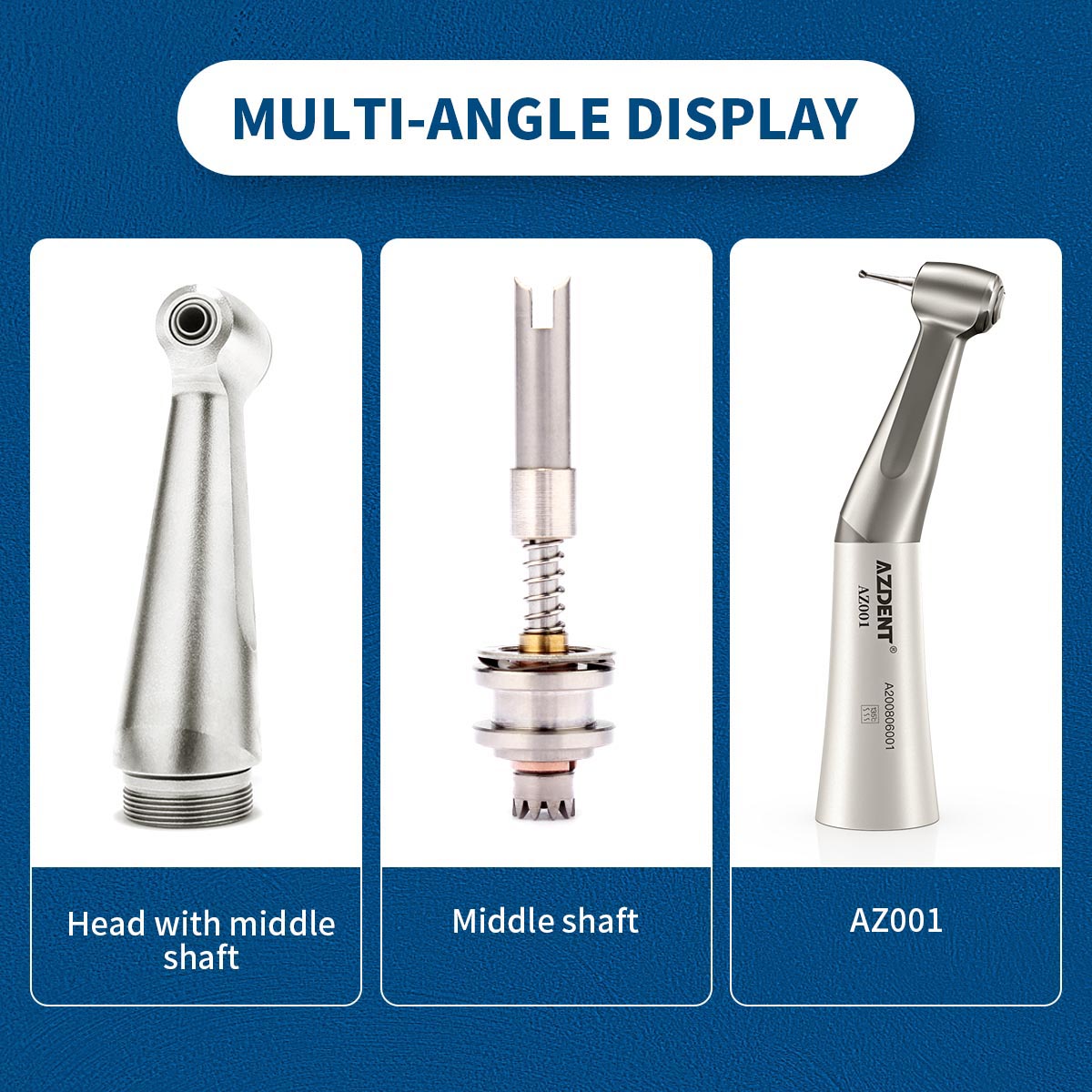 AZDENT 1:1 Dental Slow Speed Push Button Contra Angle Handpiece External Water - azdentall.com