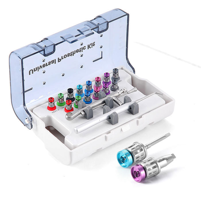 Dental Color Implant Restoration Tool Kit 14pcs Drivers With Torque Wrench and Carrying Device - azdentall.com