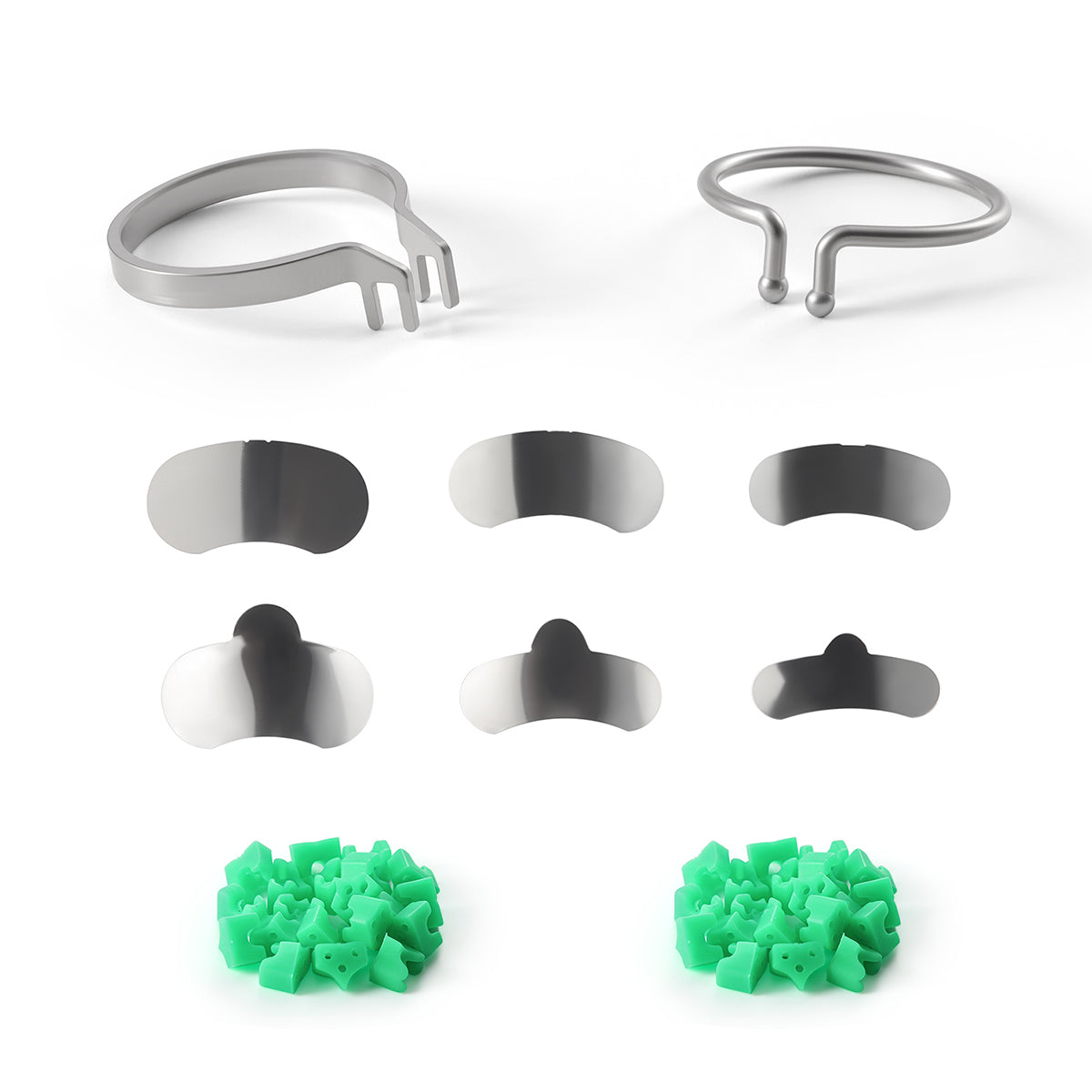 Dental Sectional Contoured Metal Matrices Matrix Ring With 40Pcs Silicone Delta Wedges 100Pcs/Box