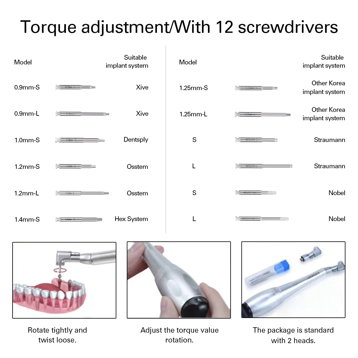 AZDENT Dental Universal Implant Torque Wrench Handpiece 2 Heads & 12 Drivers Kit - azdentall.com