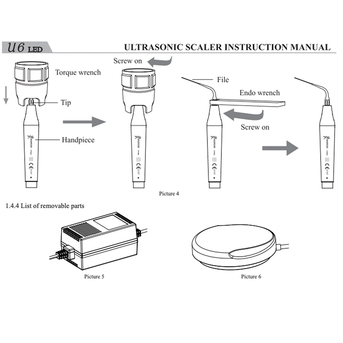 Woodpecker U6 LED Ultrasonic Scaler 7 Tips - azdentall.com