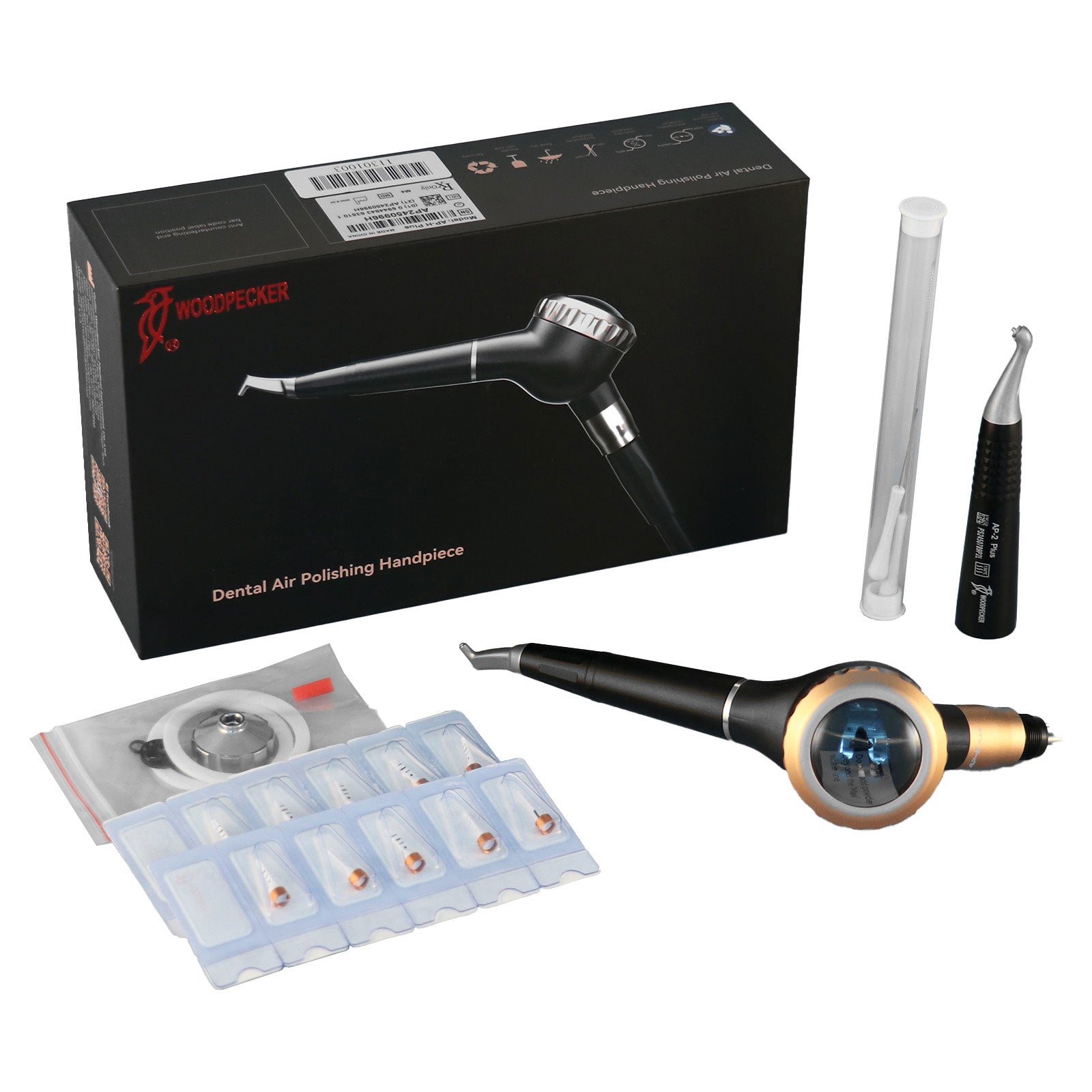 Woodpecker Dental Air Polisher Supragingival & Subgingival Scaling 4 Hole AP-H Plus Three-section Detachable Design With 2 Handpieces - azdentall.com