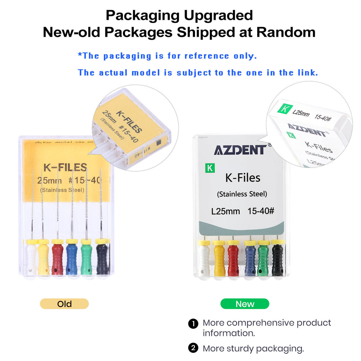 Hand K-Files Stainless Steel 25mm #15-40 Assorted 6pcs/Box