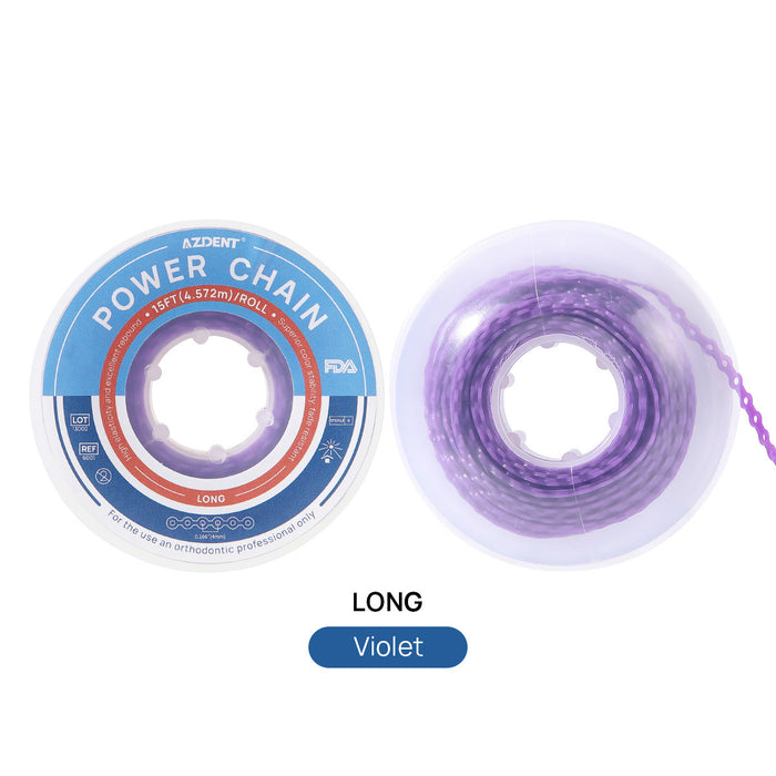 AZDENT Dental Orthodontic Colored Elastic Power Chain 15 Ft/Spool 10 Colors - azdentall.com