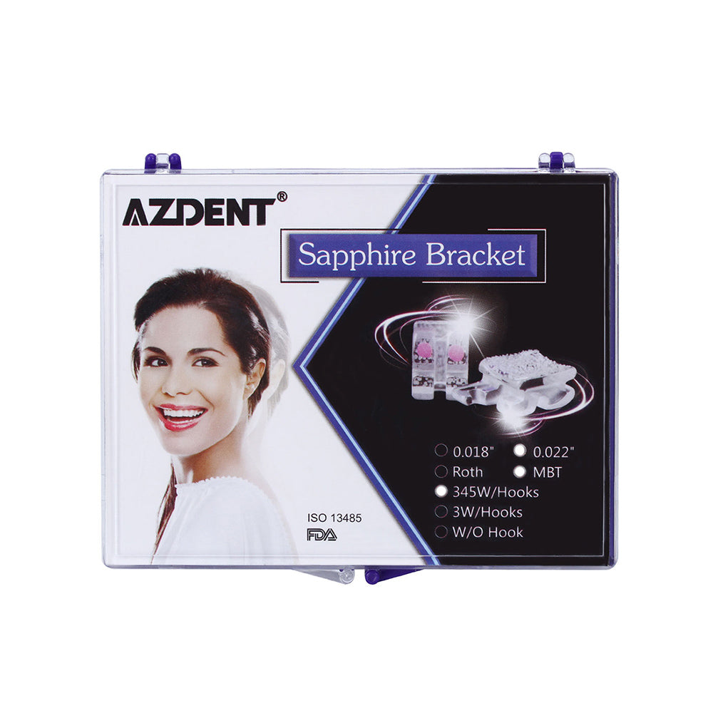 AZDENT Dental Orthodontic Ceramic Bracket Positioning Monocrystalline Sapphire and Buccal Tube Mini MBT 0.022 Hooks 345 28pcs/Box - azdentall.com