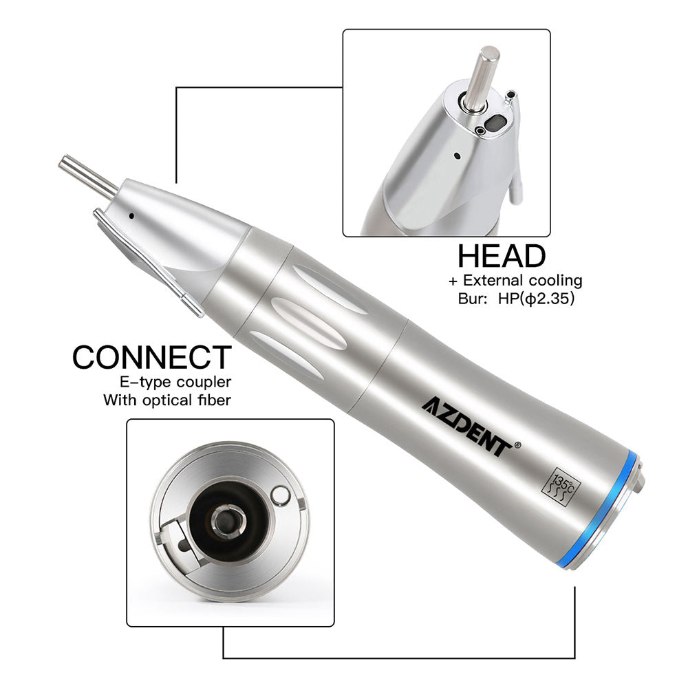 AZDENT 1:1 Fiber Optic Low Speed Straight Handpiece Surgical With External Pipe - azdentall.com