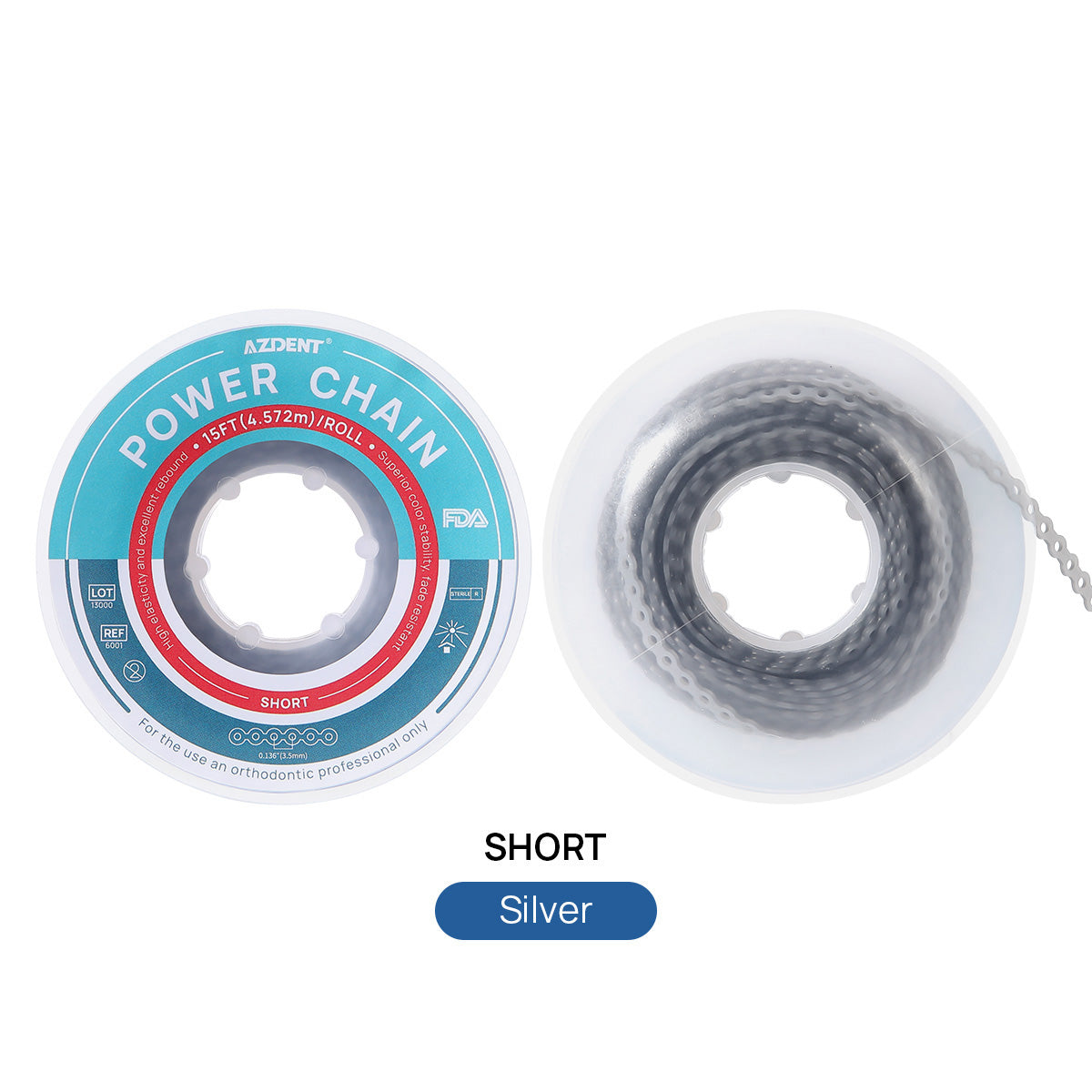 AZDENT Dental Orthodontic Colored Elastic Power Chain 15 Ft/Spool 10 Colors - azdentall.com