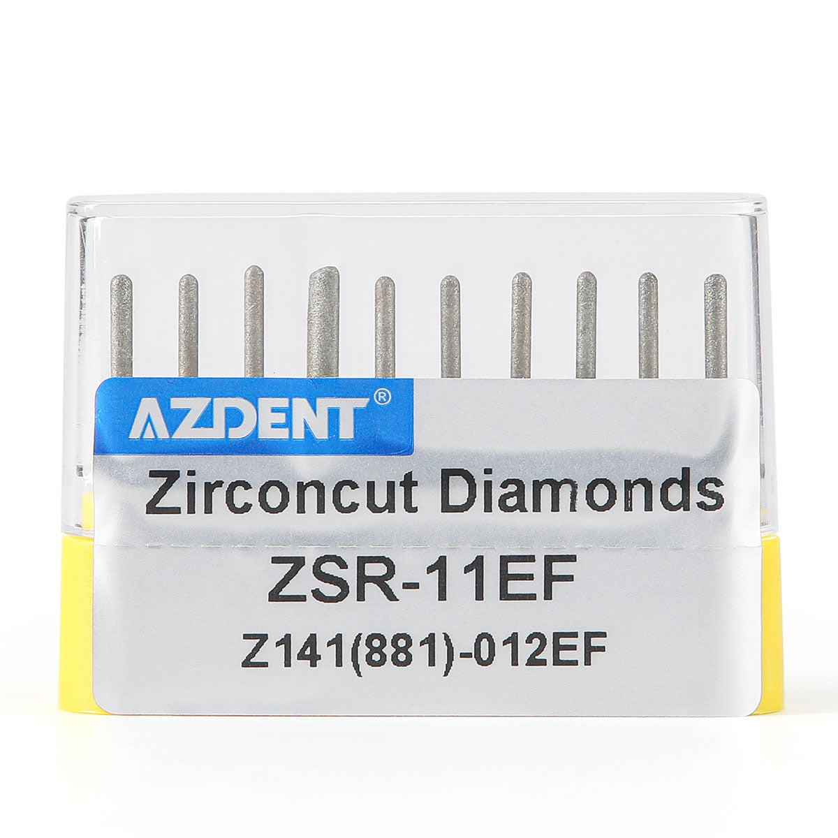 AZDENT Dental Diamond Burs FG Cutting Zirconia Ceramic Round End Cylinder for High Speed Handpiece Z141-012EF 10pcs/Box - azdentall.com